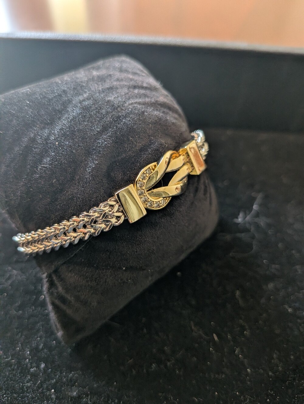 Gold and Silver Two-Tone Braided Link Bracelet - Picture 4 of 9